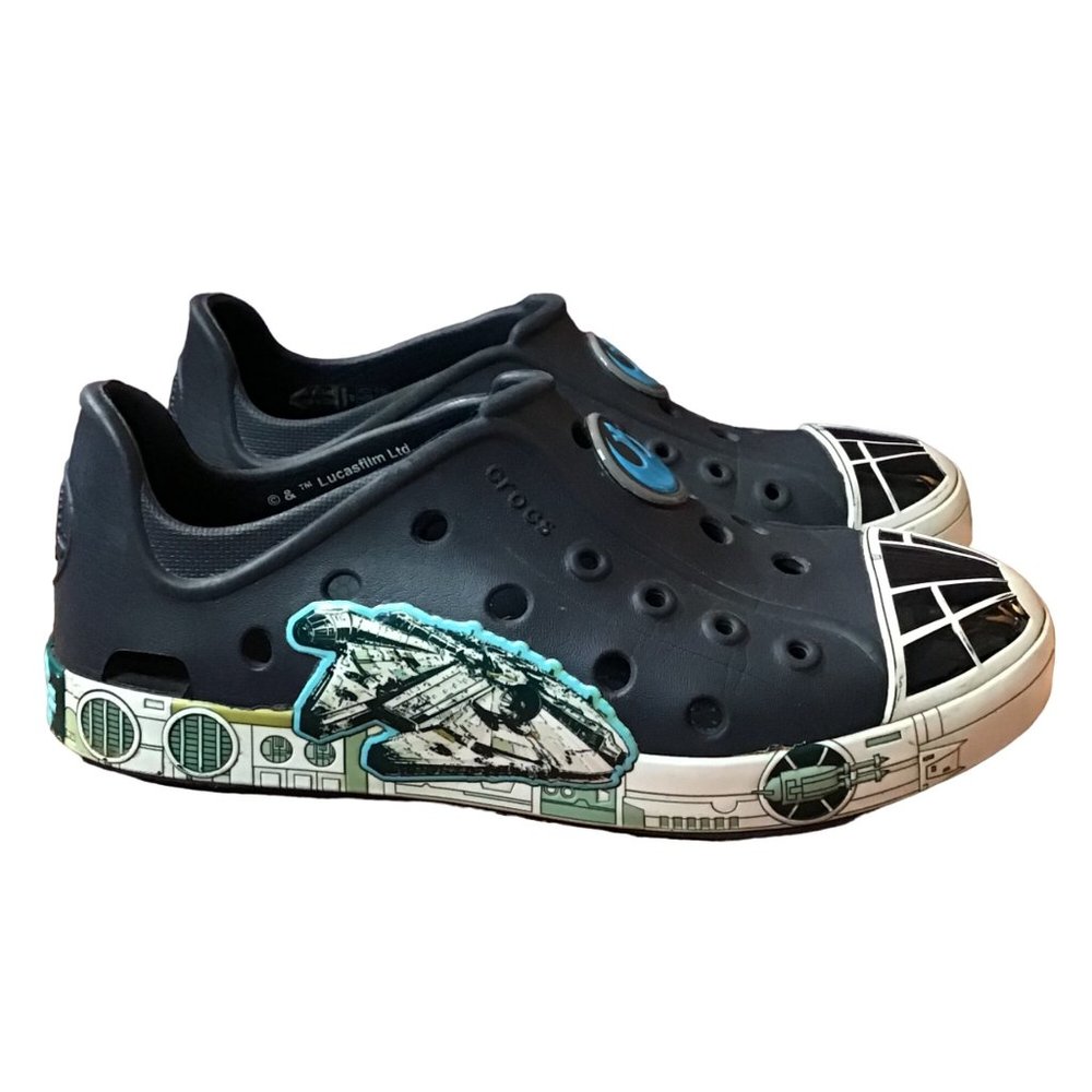 Crocs Bump It Shoes Little Boy Size 12C Blue Star Wars Millennium Falcon Sneaker